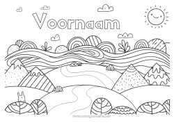 Kleurplaat aanpassen Lente Zon Doodle Intermediaire kleurplaten Natuurlijk landschap