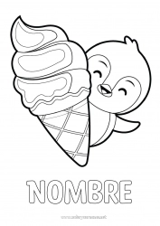Colorear gratis Pingüino Animales Golosinas Helado Aves y mamíferos voladores