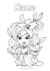 Colouring to customise Flowers Girl Leaves Fairy Tale Hibiscus Fairy