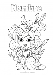 Colorear para personalizar Flores Chica Hojas Cuento de hadas Hibisco Hada
