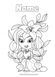 Colorare per personalizzare Fiori Ragazza Foglie Fiaba Hibiscus Fata