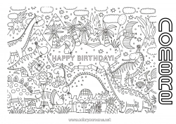 Dibujo libre Cumpleaños Dinosaurios Dibujos complejos para colorear