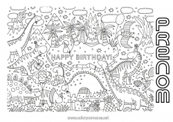 Coloriage gratuit Anniversaire Dinosaures Coloriages complexes