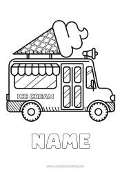 Free colouring Summer Lorry Vehicles Treats, sweets Ice cream Intermediate colouring sheets Trucks and commercial vehicles Sales professions Culinary professions