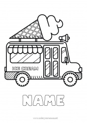 Coloring to customize Summer Truck Vehicles Treats Ice cream Intermediate coloring pages Trucks and utility vehicles Sales Careers Culinary Professions