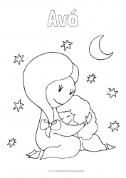 Página de desenho infantil Fofo Mamãe Vovó Feliz Aniversário Eu te amo Criança Babá Doodle Colorações Intermediárias Adulto Abraço