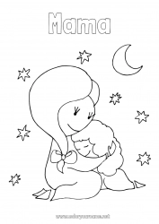 Kleurplaat voor kinderen Schattig Mama Oma Fijne verjaardag Ik hou van jou Kind Oppas Doodle Intermediaire kleurplaten Volwassene Knuffelmoment