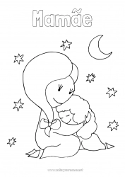 Página de desenho infantil Fofo Mamãe Vovó Feliz Aniversário Eu te amo Criança Babá Doodle Colorações Intermediárias Adulto Abraço