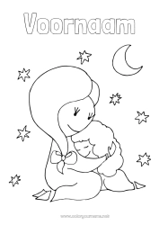Gratis tekening Schattig Mama Oma Fijne verjaardag Ik hou van jou Kind Oppas Doodle Intermediaire kleurplaten Volwassene Knuffelmoment
