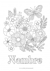 Dibujo libre Flores Primavera Mariposa Dibujos complejos para colorear Insectos