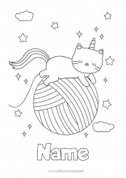 Free coloring Cute Cat Kawaii Unicorn Animal Dog and cat Dragons, unicorns and fantastic animals