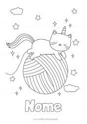 Desenho grátis Fofo Gato Kawaii Unicórnio Animal Cães e gatos Dragões, unicórnios e animais fantásticos