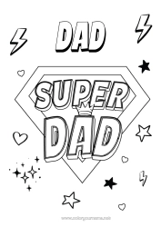 Free colouring Dad Hero Easy colouring pages Super badge