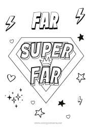 Farvelægningssiden for børn Far Helt Nem farvelægning Super badge