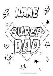 Colouring to customise Dad Hero Easy colouring pages Super badge