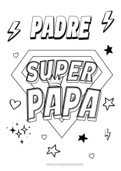 Niño página para colorear Papá Héroe Dibujos fáciles para colorear Insignia Super