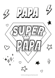 Pagina da colorare per bambini Papà Eroe Disegni da colorare facili Badge super