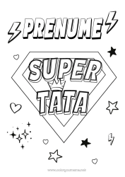 Pagină de colorat gratuită Tată Erou Desene de colorat ușoare Insignă super