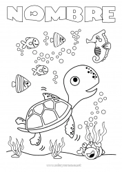 Colorear gratis Tortuga Verano Mar Pescado Animales marinos o acuáticos Reptiles