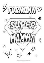 Gratis färgläggning Mamma Hjälte Lätta målarbilder Supermärke
