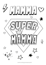 Pagina da colorare per bambini Mamma Eroe Disegni da colorare facili Badge super