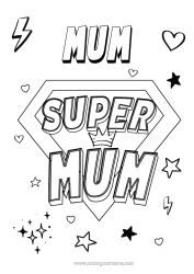 Free colouring Mum Hero Easy colouring pages Super badge