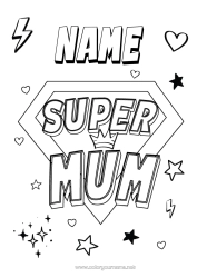 Free colouring Mum Hero Easy colouring pages Super badge