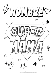 Colorear para personalizar Mamá Héroe Dibujos fáciles para colorear Insignia Super