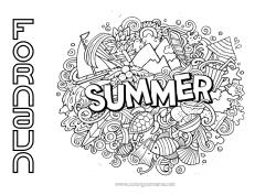 Gratis farvelægning Mandala Sommer Symboler Komplekse farvelægninger