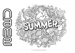 Free drawing Mandala Summer Symbols Complex coloring pages