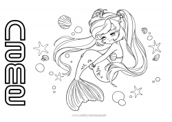 Free coloring Summer Sea Mermaid Manga