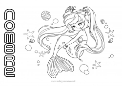 Colorear para personalizar Verano Mar Sirena Manga