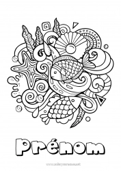 Coloriage gratuit Mandala Été Animal Poisson Symboles Coloriages complexes Animaux marins ou aquatique