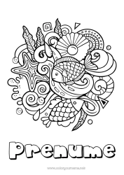 Desen liber de colorat Mandala Vara Animal Pește Simboluri Desene de colorat complexe Animale marine sau acvatice