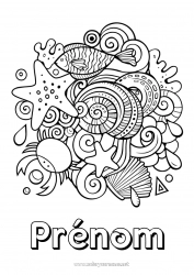 Coloriage à personnaliser Mandala Été Mer Animal Poisson Symboles Animaux marins ou aquatique