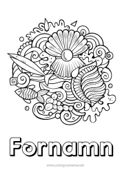 Gratis färgläggning Mandala Sommar Hav Djur Fisk Symboler Marina djur eller vattenlevande djur