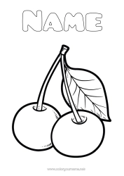 Free colouring Summer Food Cherry Fruit Easy colouring pages