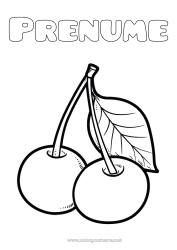 Pagină de colorat personalizată Vara Mâncare Cireșe Fructe Desene de colorat ușoare