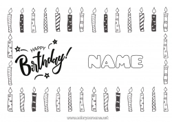 Free drawing Candle Birthday Easy coloring pages Happy Birthday (English) Message