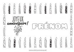 Coloriage gratuit Bougie Anniversaire Coloriages faciles Joyeux anniversaire (français) Message