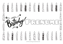 Desen liber de colorat Lumânare Aniversare Desene de colorat ușoare La mulți ani!