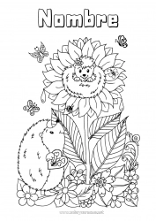 Dibujo libre Flores Erizo Verano Mariposa Animales Girasol Insectos Animales del bosque