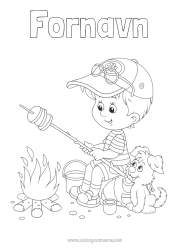 Gratis tegning Dreng Sommer Mad Barn Camping