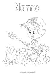 Free coloring Boy Summer Food Child Camping