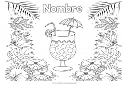 Dibujo libre Flores Verano Hojas Bebidas Cócteles