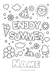 Free colouring Summer Positive
