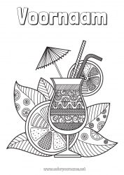 Gratis kleurplaat Mandala Vakantie Zomer Fruit Drankje Zentangle Cocktail