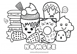 Colorear para personalizar Lindo Kawaii Alimento Donuts Golosinas