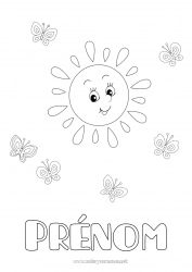 Coloriage gratuit Été Soleil Papillon Animal Insectes