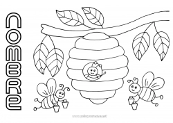Colorear para personalizar Verano Primavera Animales Abeja Insectos Colmena